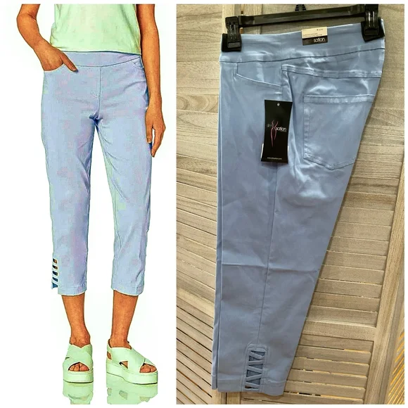 Slimsation by Multiples Crop Pull-on pant w/zigzag hem vents Size 14 MSRP $74 - Picture 2 of 5